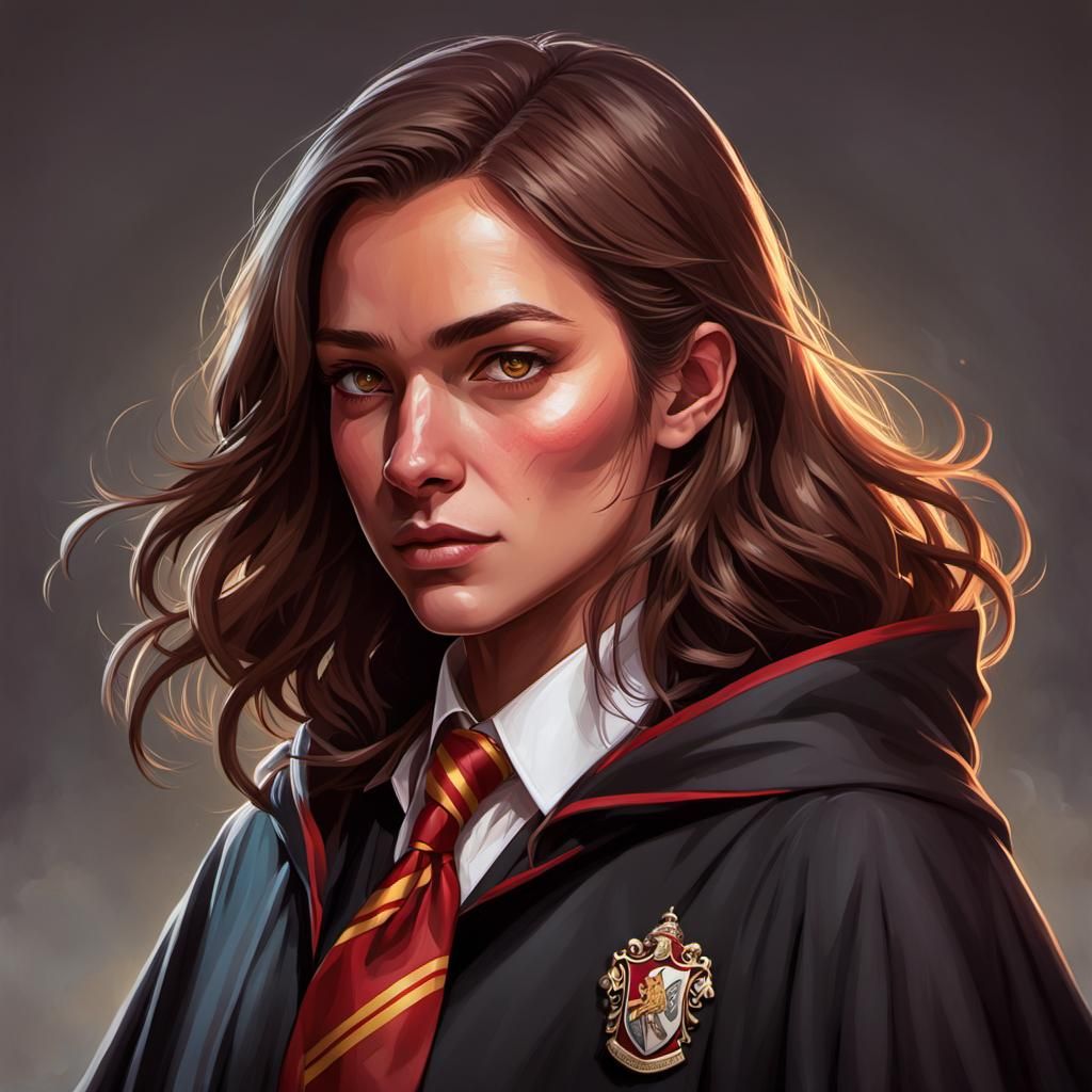 Hogwarts Head Girl Portrait in Digital Art Style