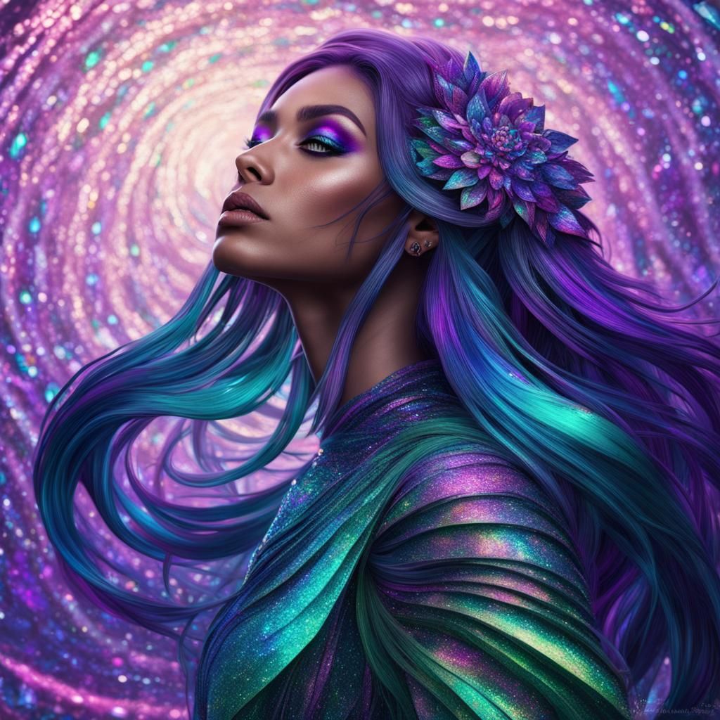 Shimmery purple spiral with Cobalt blue holographic accents ...