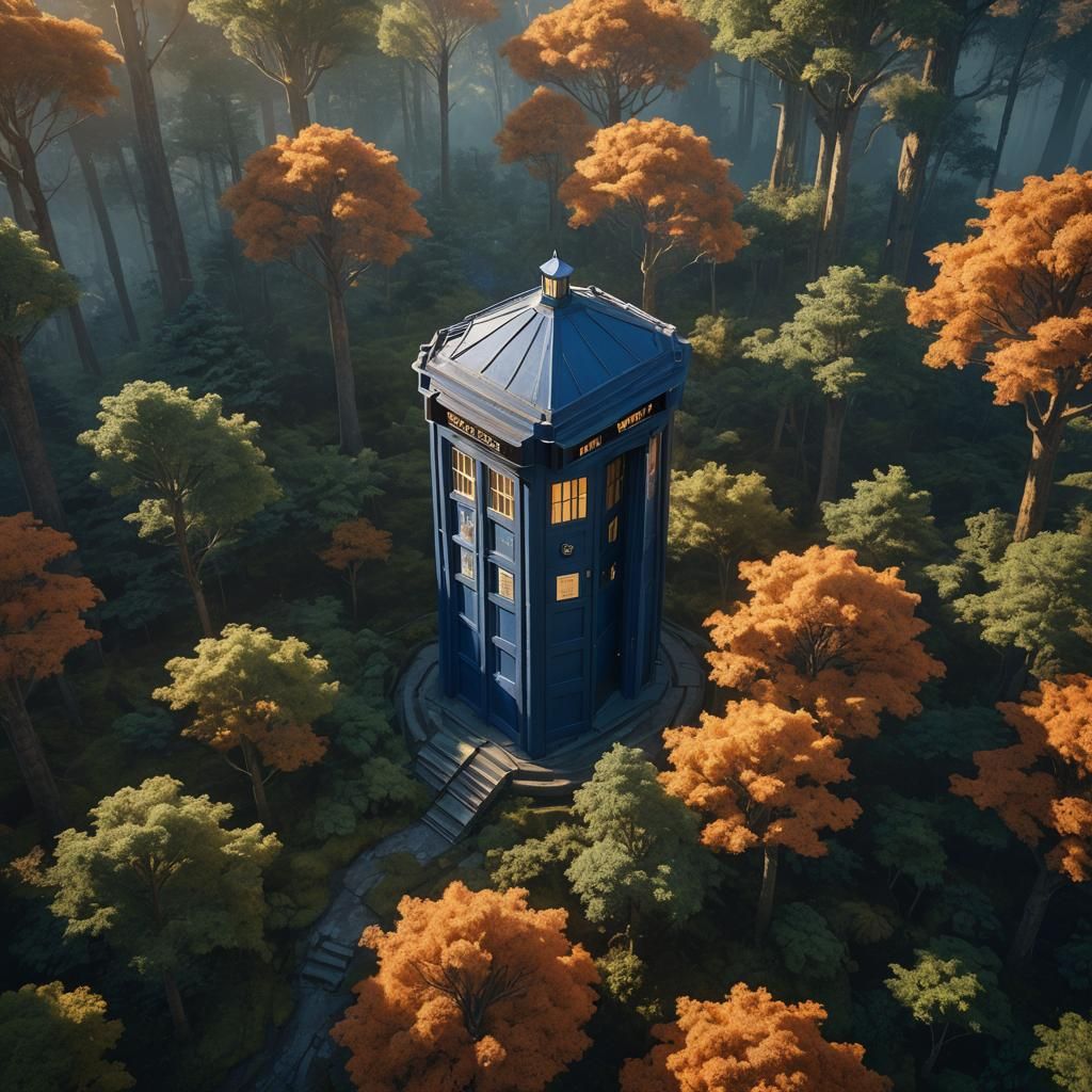 TARDIS Building in Forest: Fantasy Concept Art