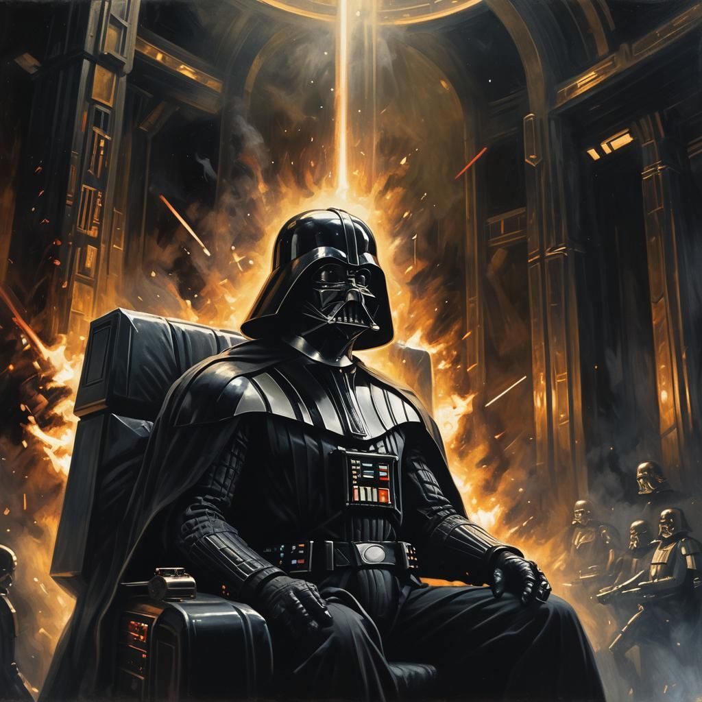 Darth Vader Laughing in Smoky Throne Room