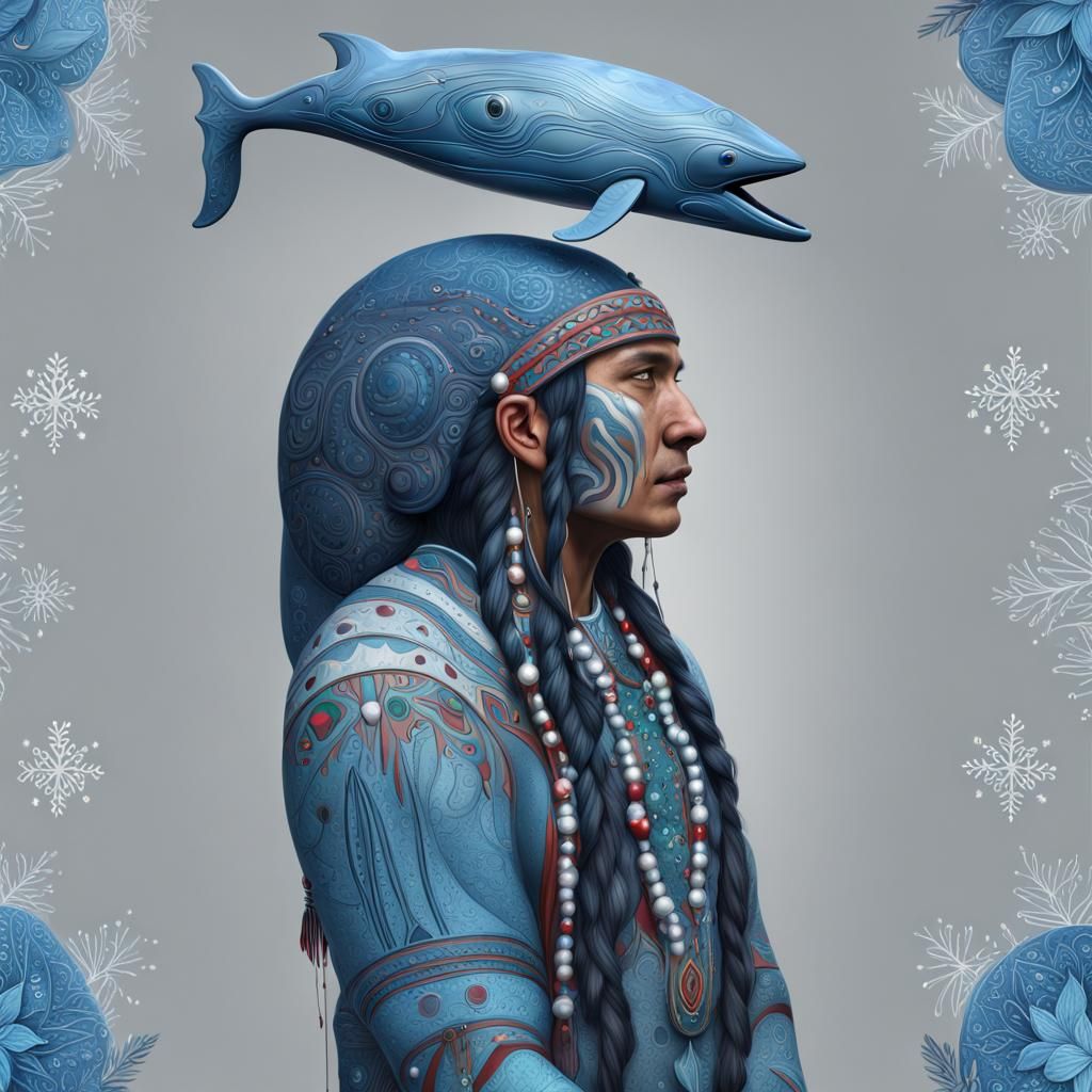 Native American Blue Whale Christmas Art