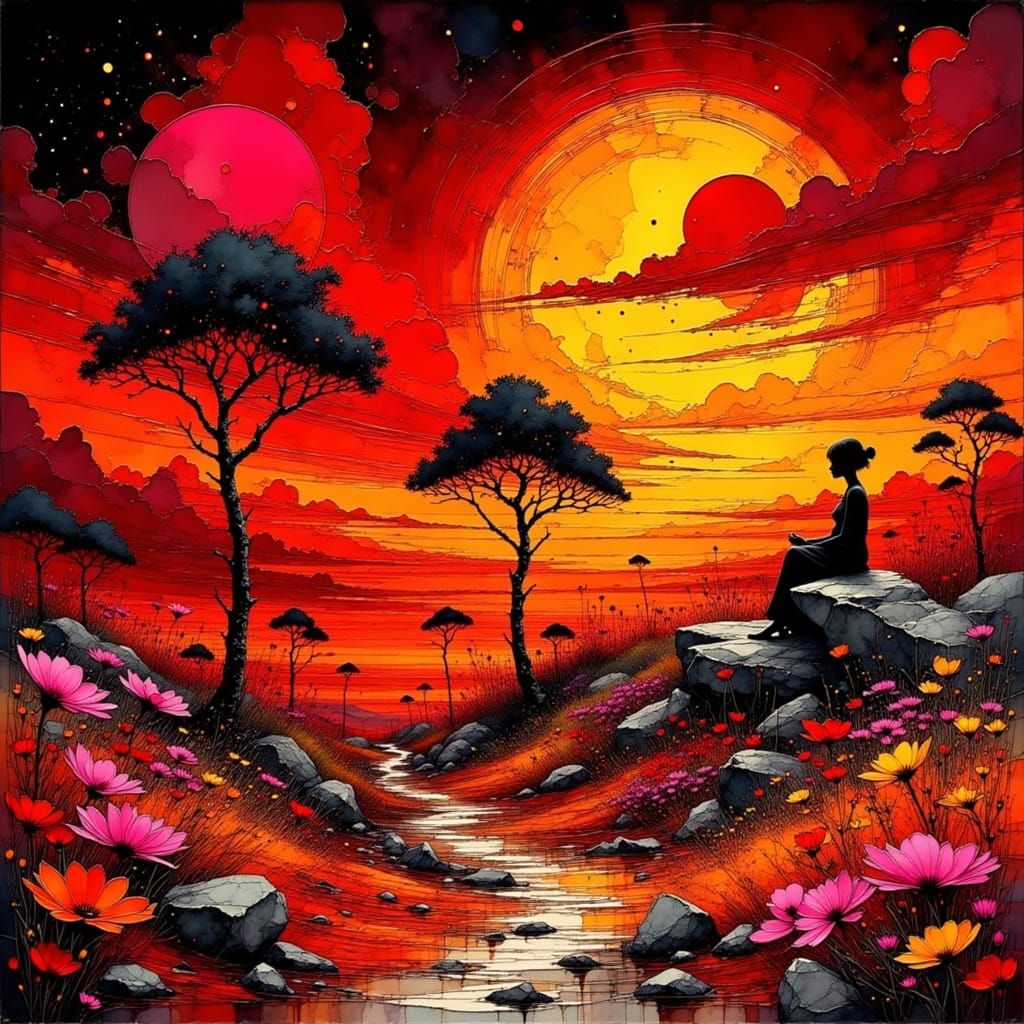 Kaleidoscopic Landscape in a Psychedelic Style