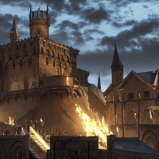 Dragon Over Medieval Town: Hyperrealistic Digital Art