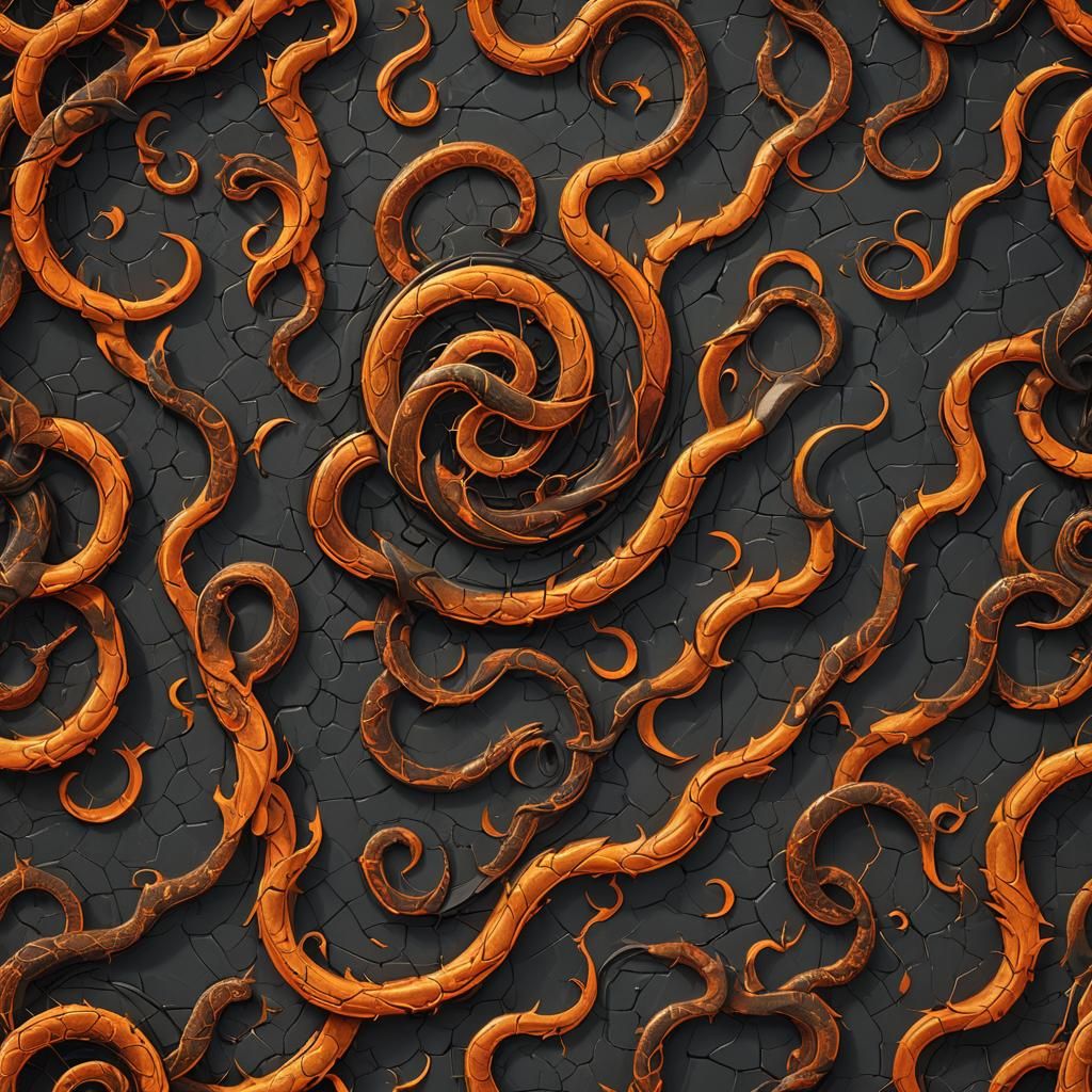 Fiery Abstract Emblem in Dark Fantasy Style