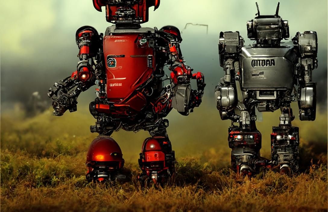 Robots in Psychedelic Storm: Detailed Manga Fantasy