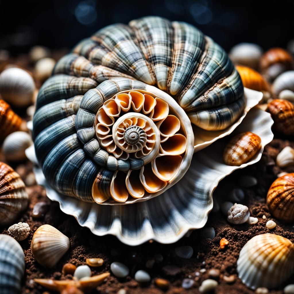 Hyperrealistic Small World in Shell, Intricate Details