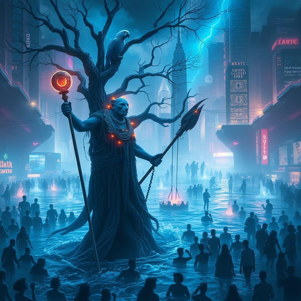 Blue Leopard Shaman in Flooded New York