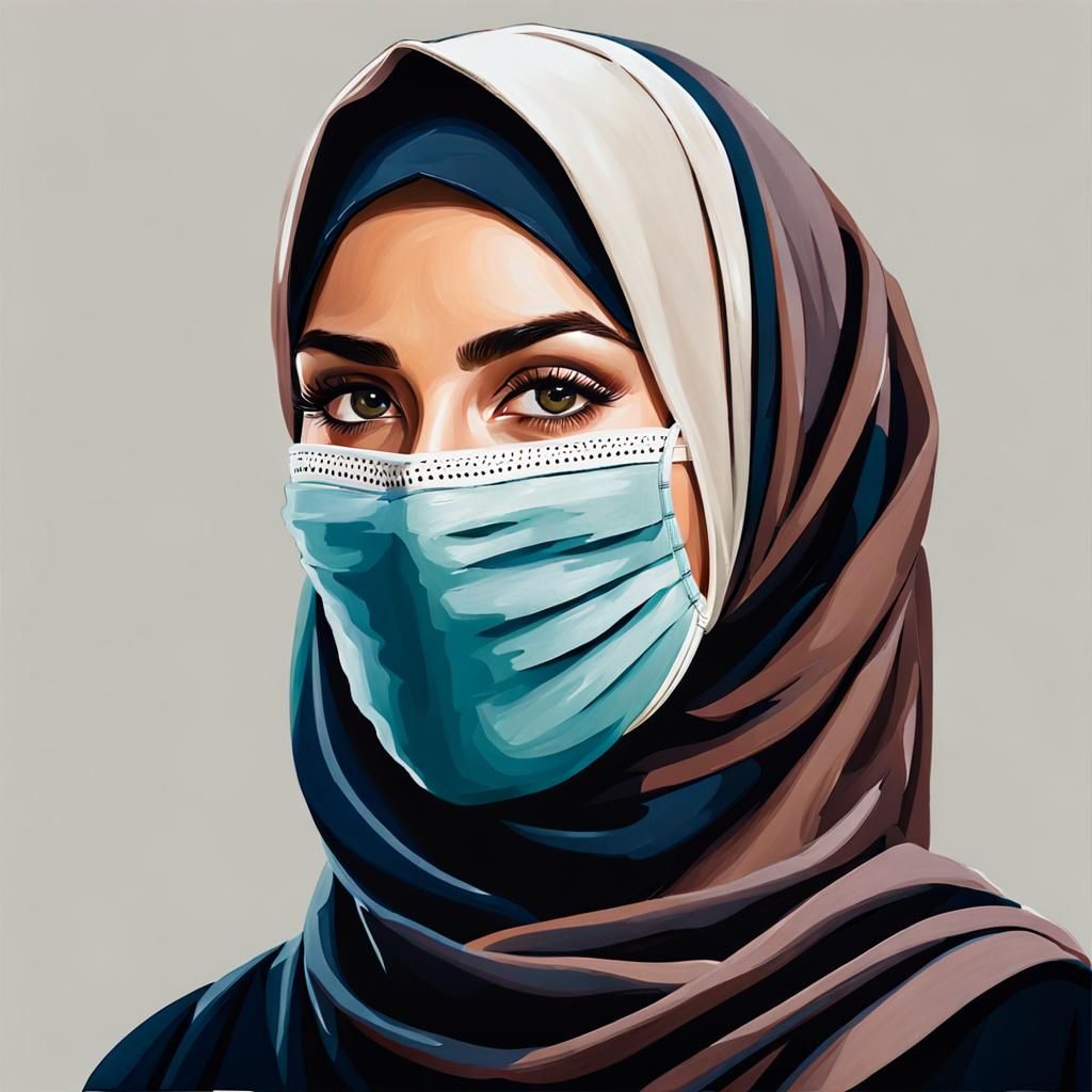 Beautiful Hijabi Woman in Oil Painting