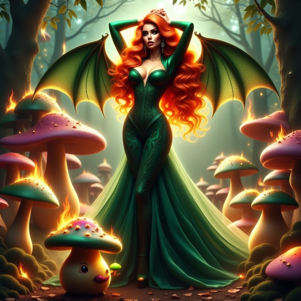 Cyberpunk Goddess in Fiery Armor