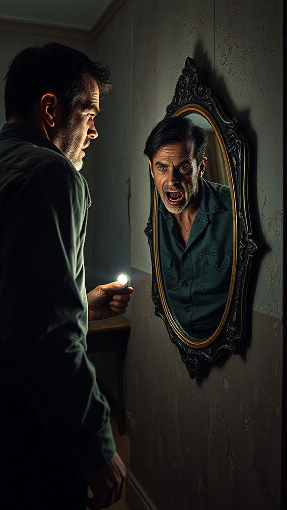 Eerie Reflection: A Portrait in Abstract Expressionism