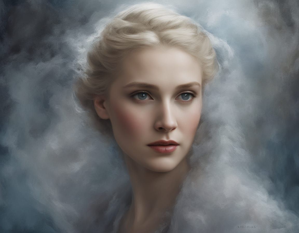 Ethereal 1930s Portrait in Impasto Chalk Art Style