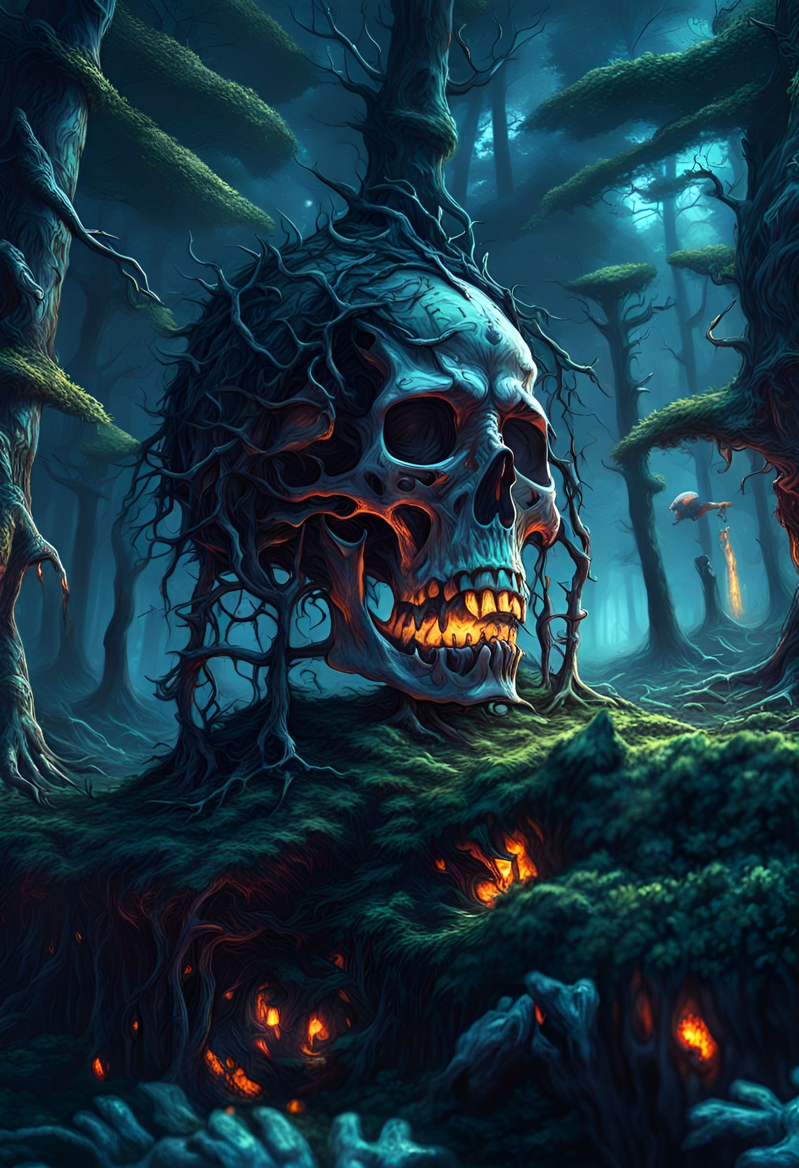 Surreal Encounter with Death in a Deserted Forest