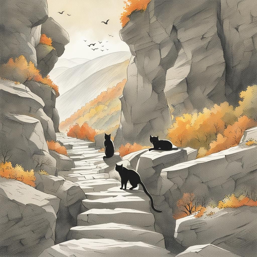 Illustration de l'expression : Avoir un chat dans la gorge 😅 (pun on the double meaning of the word "gorge", for the Fr...