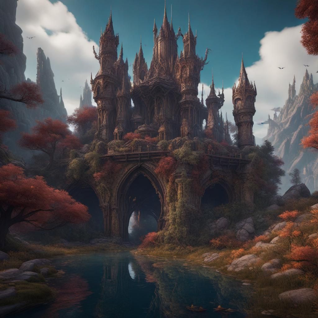 Fantastical Matte Painting in Deep Color, 8K Resolution