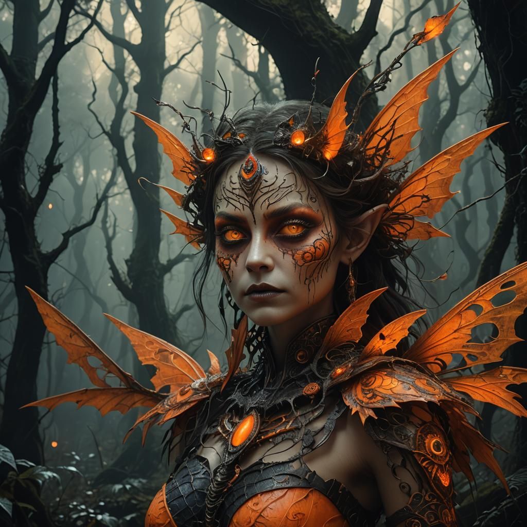 Sinister Halloween Fairy in Dark Fantasy Style