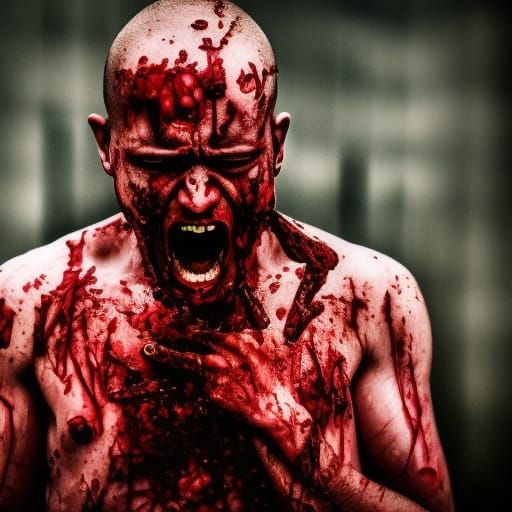 Hyperrealistic Image of a Bloody Cry