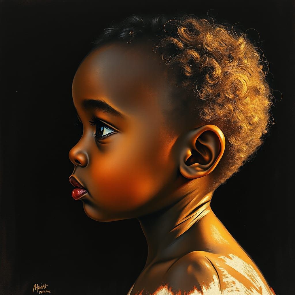 Luminist Portrait of a Child in Encaustic Watercolour