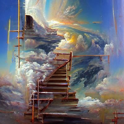 Stairway to Heaven in Oil Painting Style