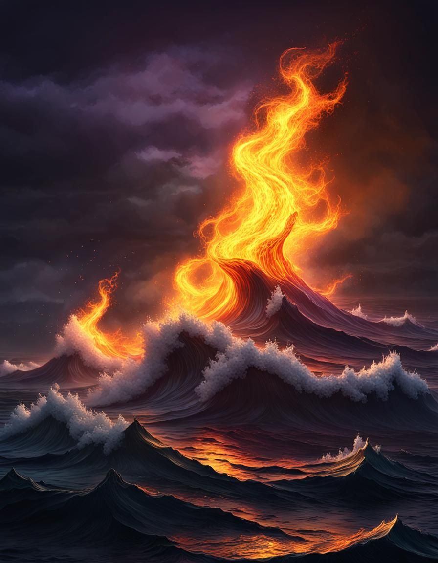 Ocean Ablaze: A Dark Fantasy Seascape