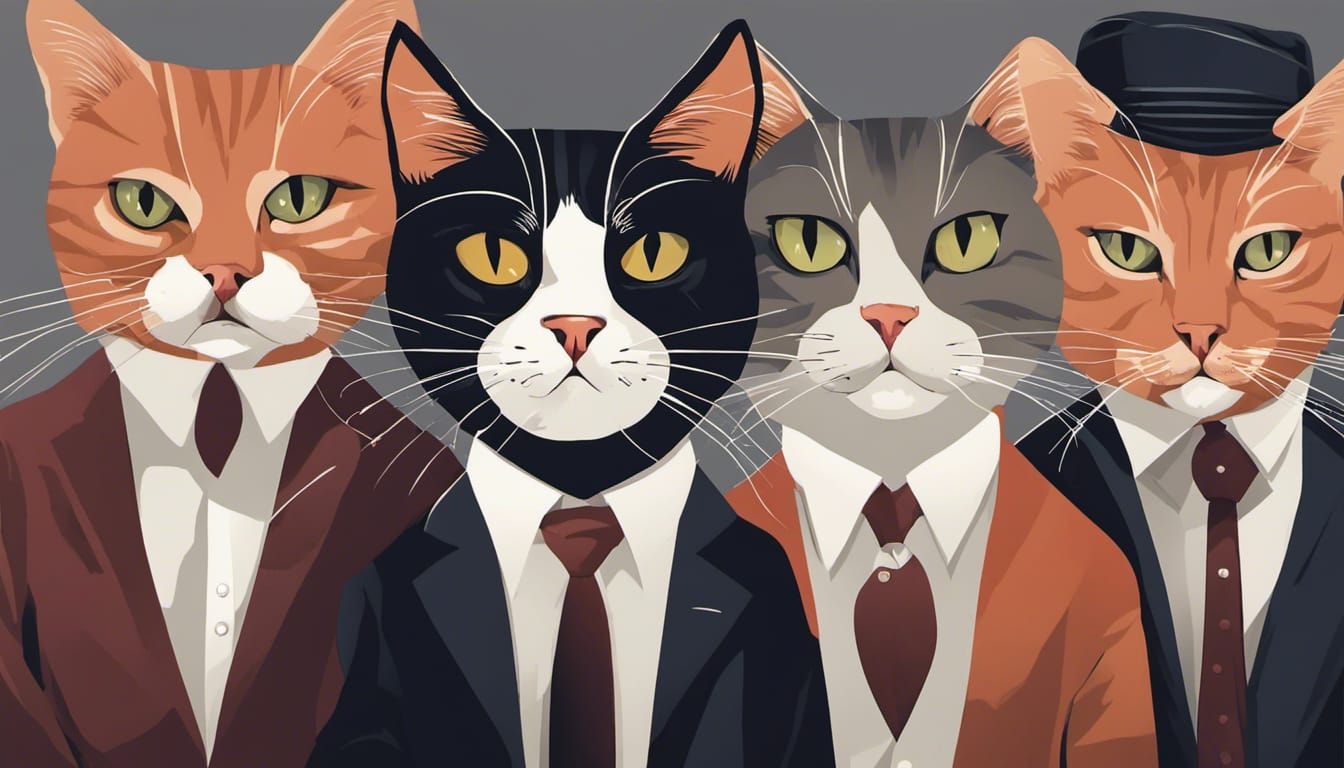 Humorous Cat Mafia Cartoon