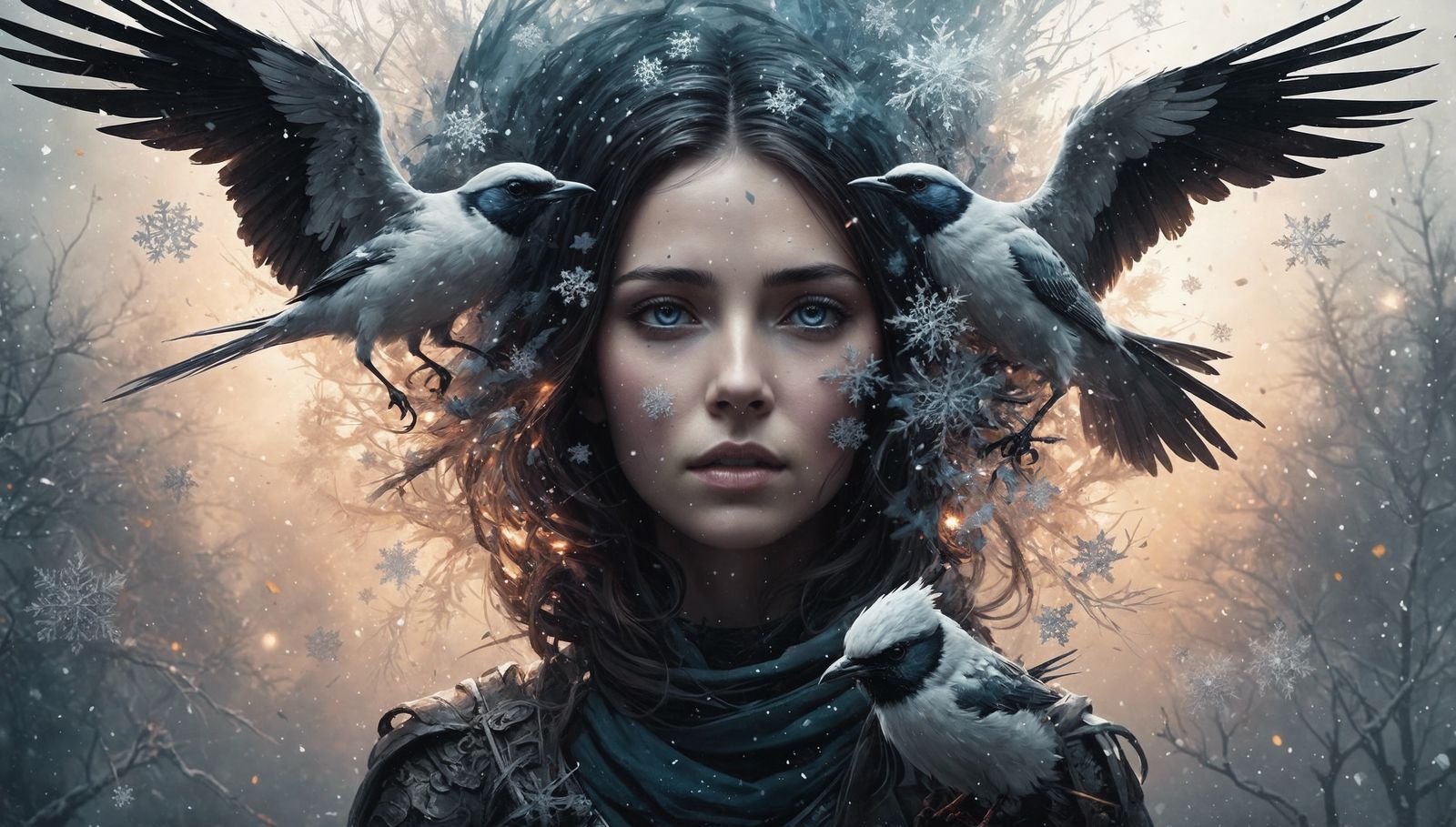 Snowflakes, Space, Birds: Ink and Wood Art