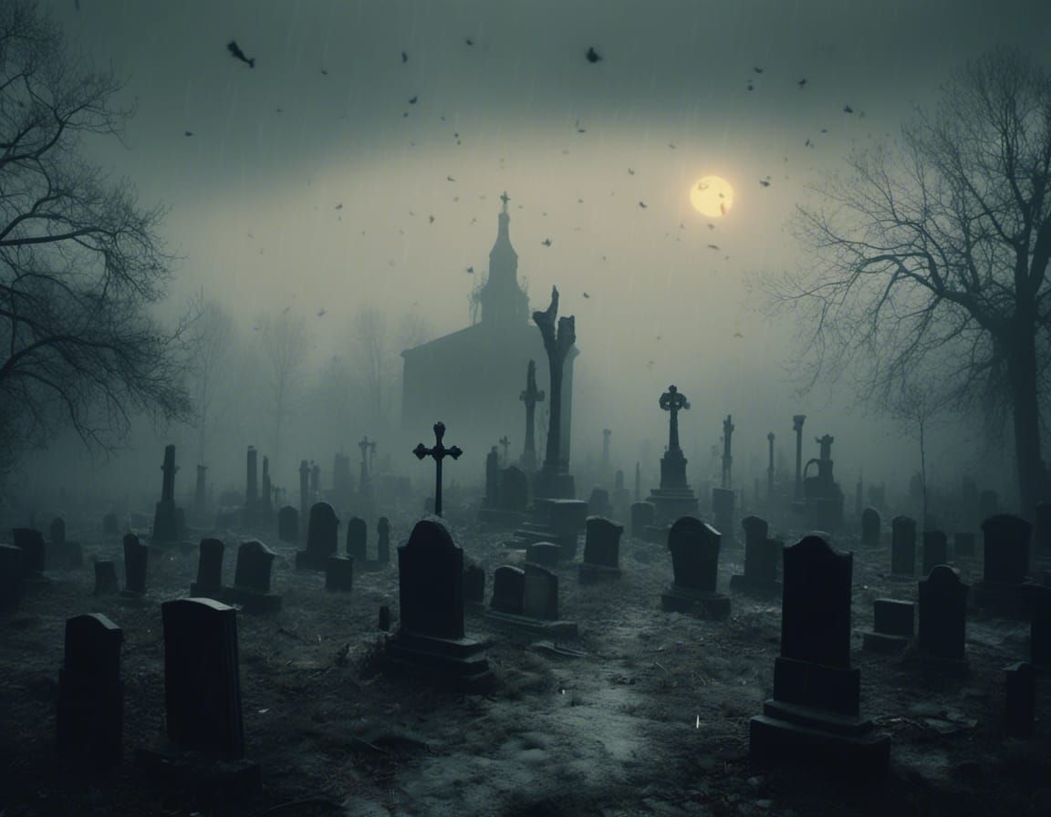 Macabre Funeral in Fog: Tim Burton Style