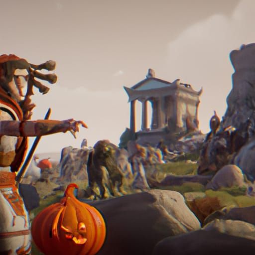 Halloween in Ancient Greece: Detailed Matte Painting