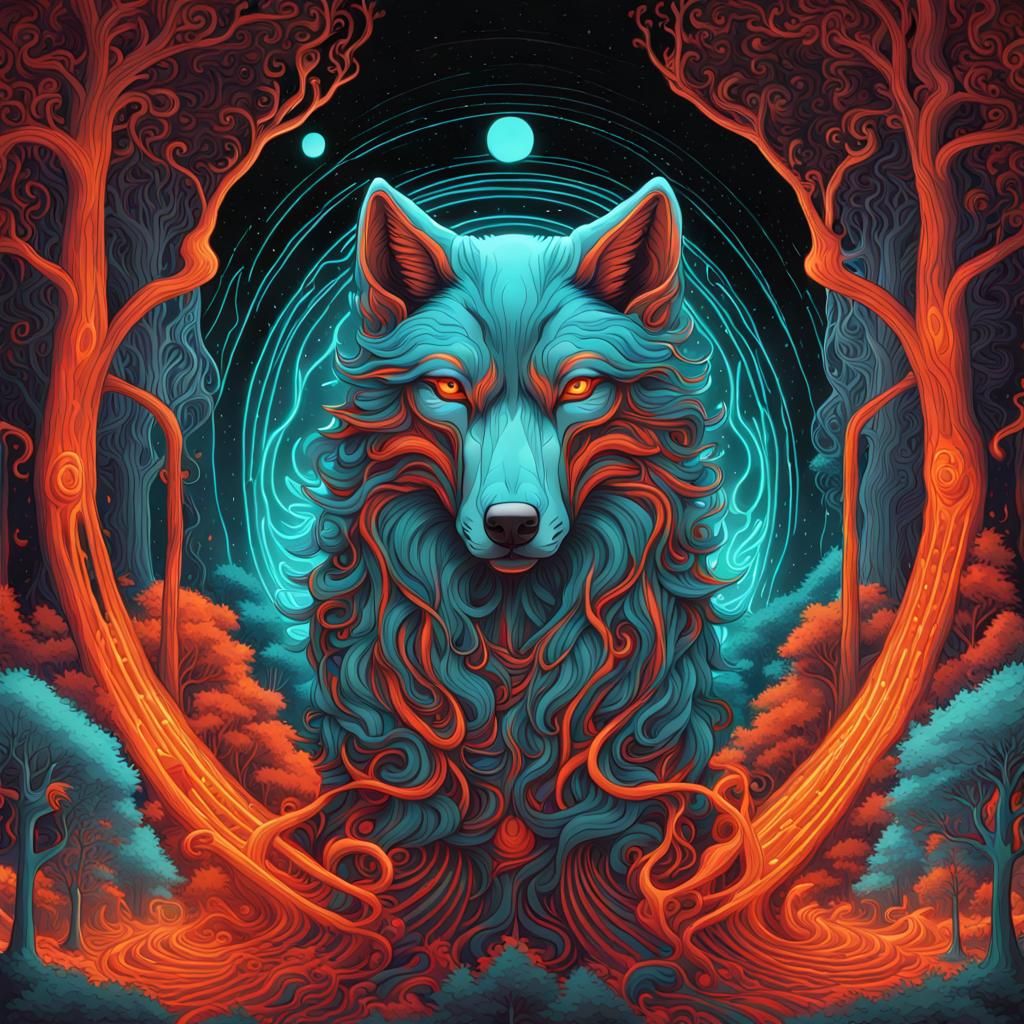 Wolf Forest Night Music: Art Nouveau Black Light