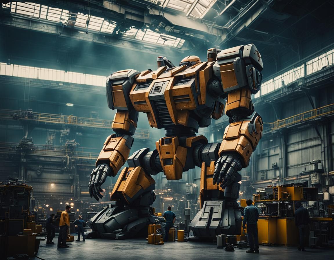 hyper realistic, perfect, smooth, HD Quality, A mecha repair...