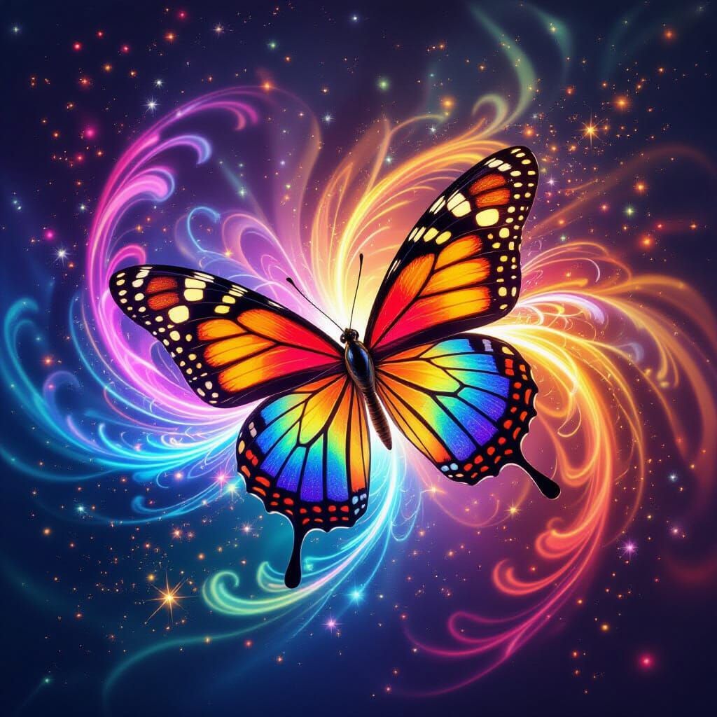 Psychedelic World Transforms into Butterfly