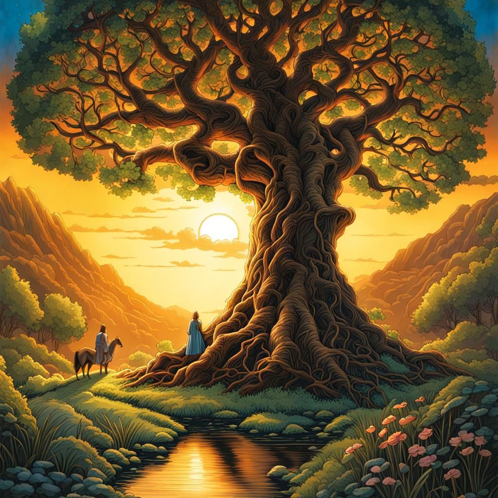 Tree of Life in Comic Book Art Style