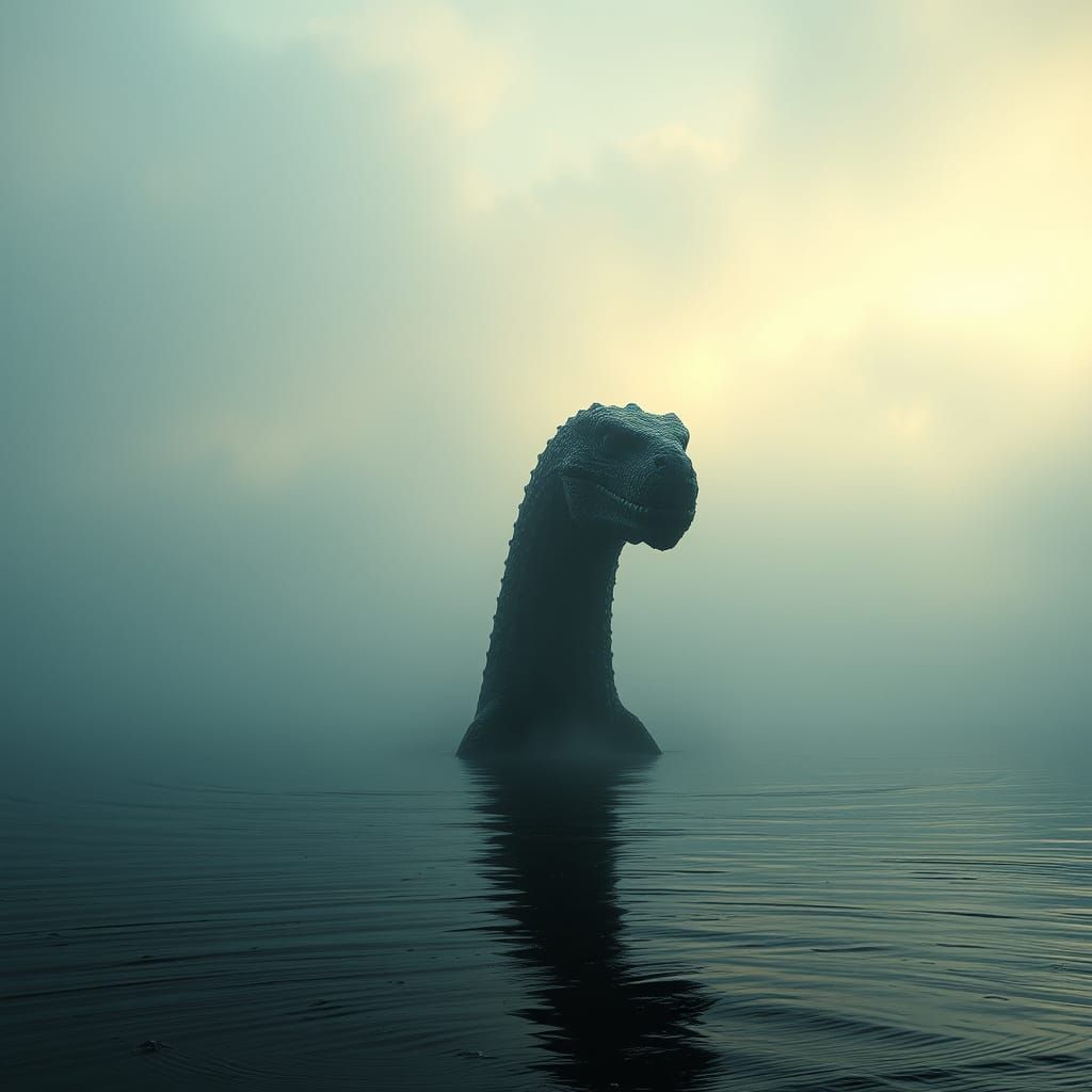 Loch Ness Monster Emerges on Misty Morning