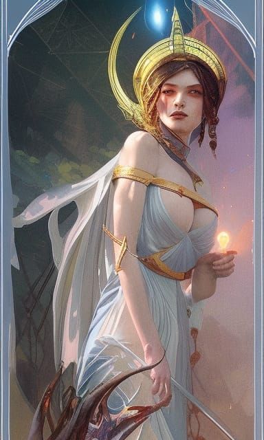 High Priestess Tarot Card in Art Nouveau Style