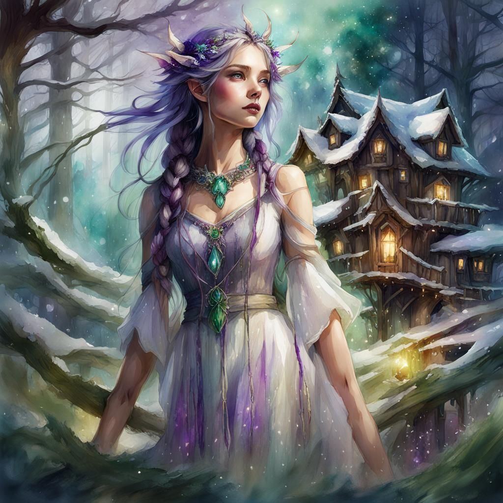 Beautiful Winter Fairy White wavy hair