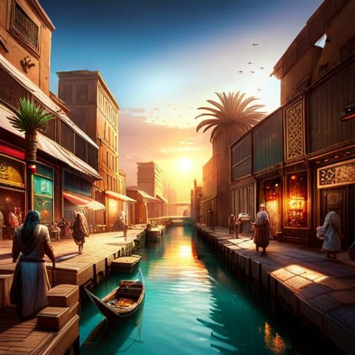 Egyptian Street Scene in Unreal Engine Style