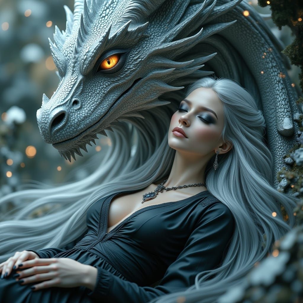 Napping with her Dragon.