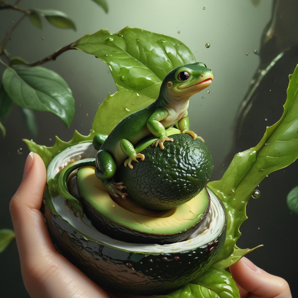 Avocado Salamander: Cute Digital Art Masterpiece