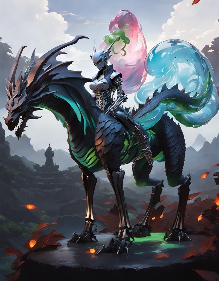 Dragon Girl Chimera with Metal Skeleton