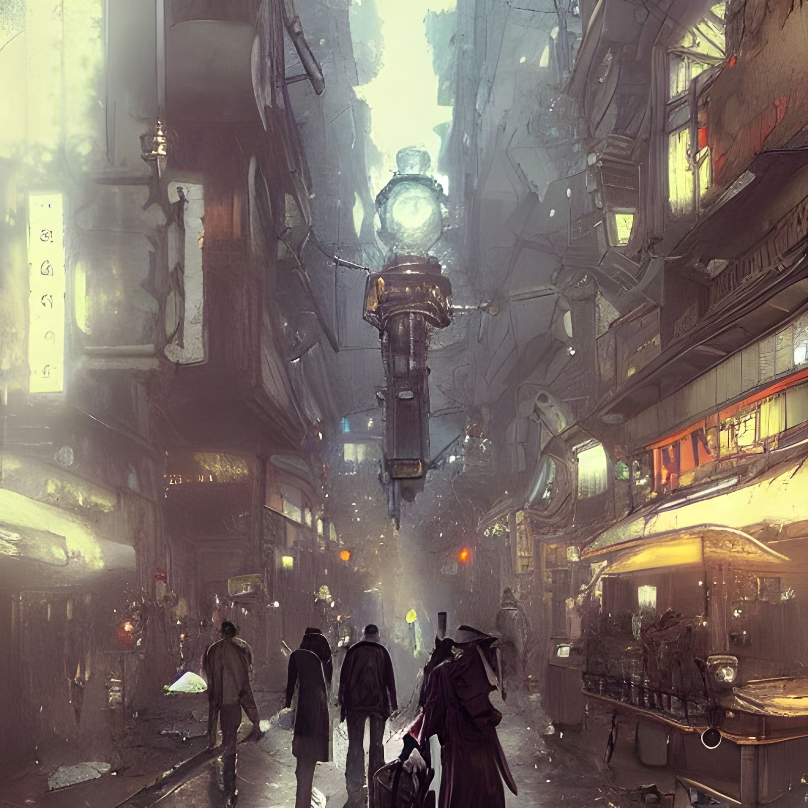 Steampunk Tokyo Street Scene in Rutkowski Style