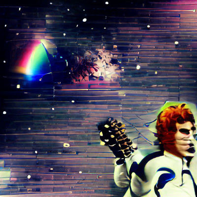 Astronaut in Space Among Planets and Stars