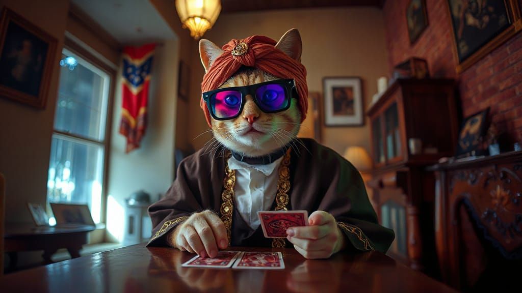 Mystic Cat in Old Mexico with Holographic Effects