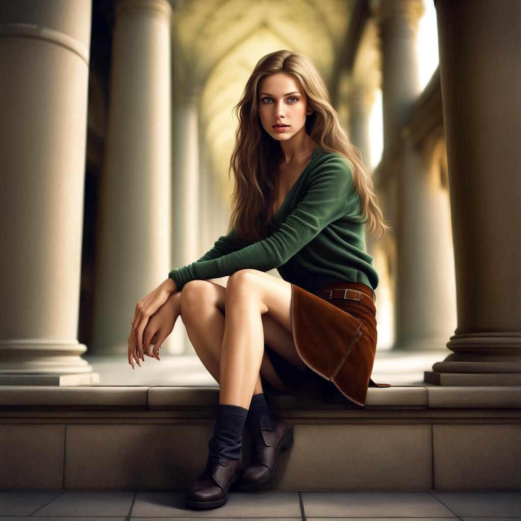 Eastern European Girl at University Entrance