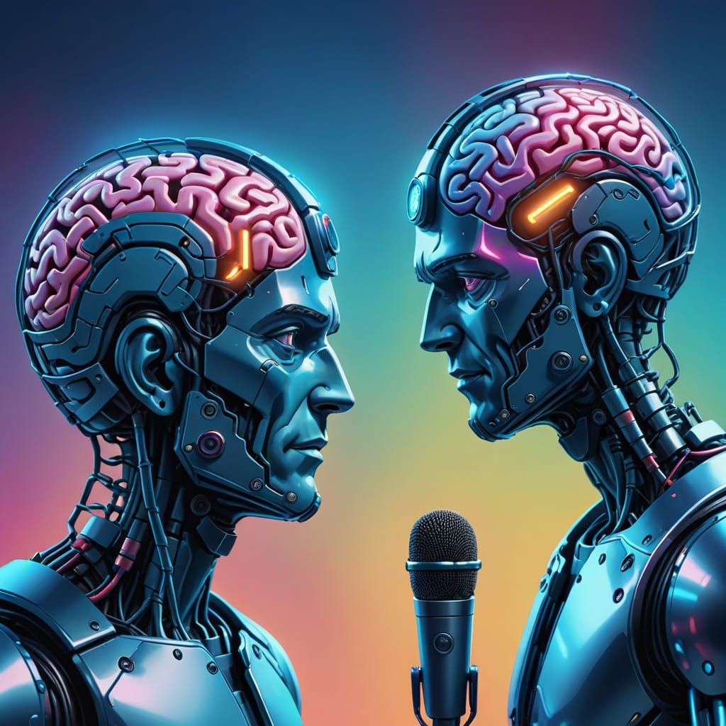 Brain Friends Podcast Hosts in Vibrant Digital Art