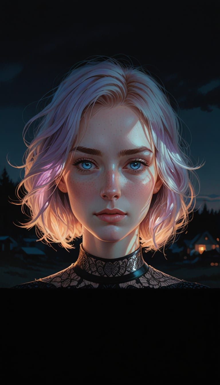 Serene Young Woman in Vibrant, Hyper-Realistic Portrait