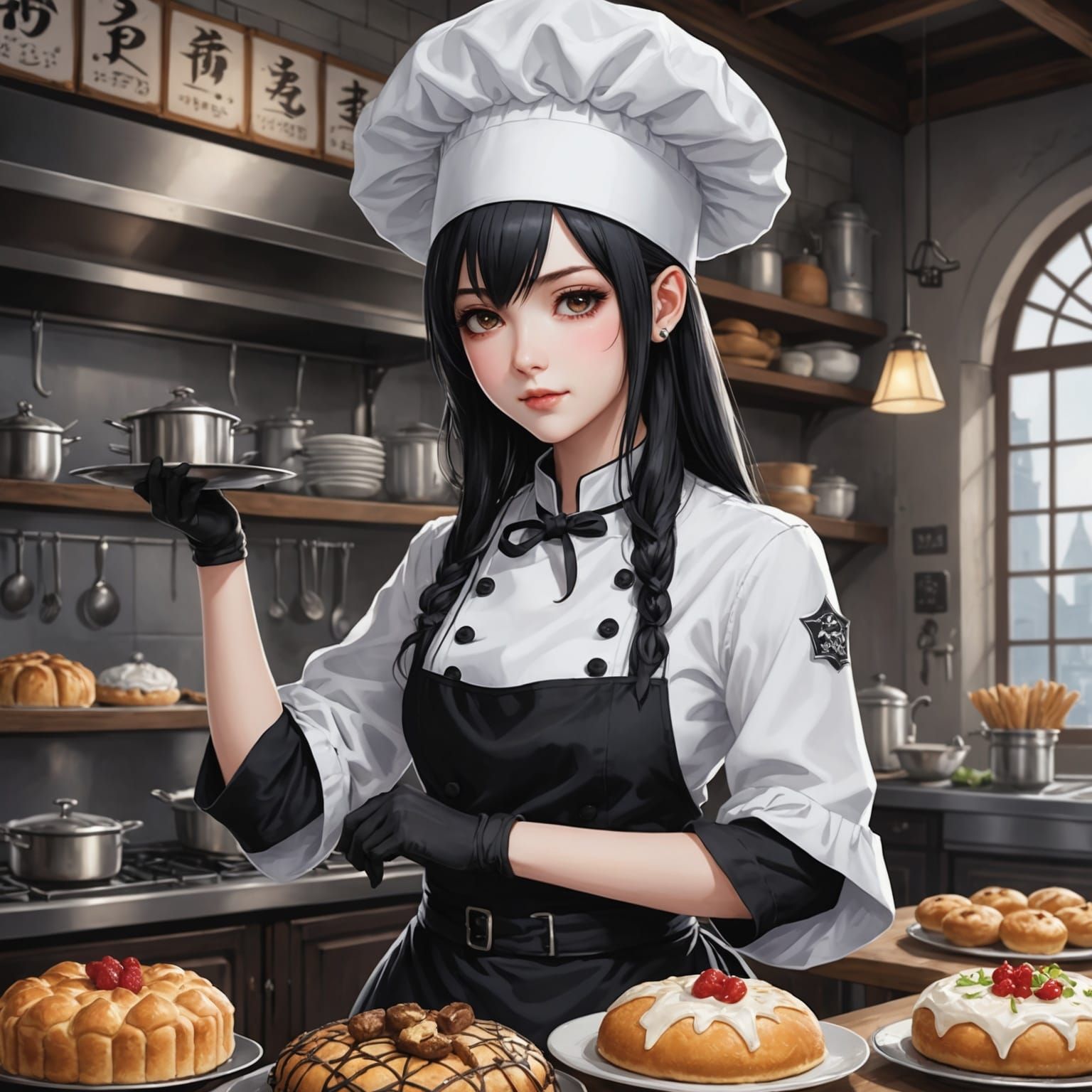 Gothic Bakery Featuring Anime-Style Goth Woman