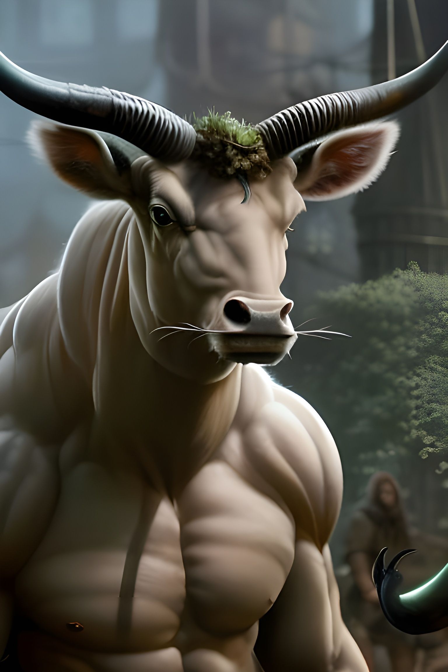 Angry Minotaur in Labyrinth: Hyperdetailed Fantasy Art
