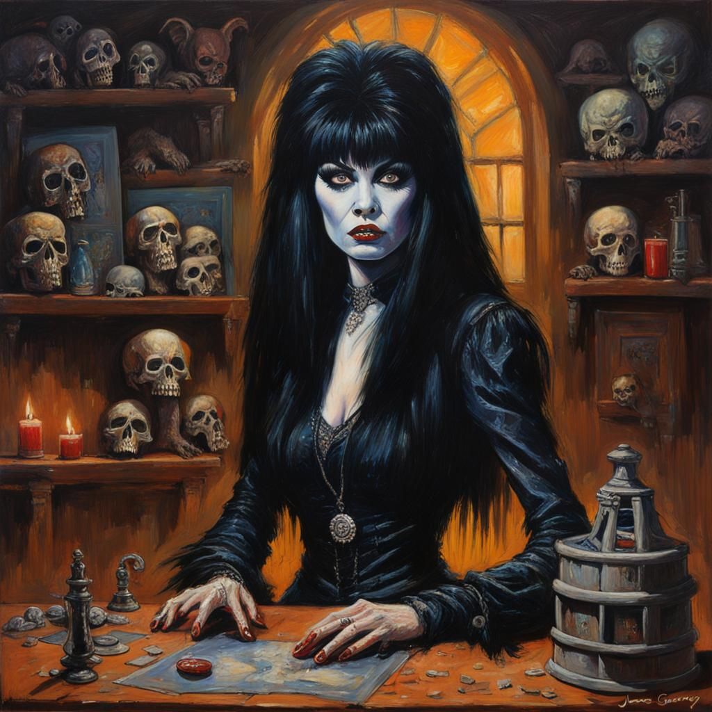 Ghoultown's Dark Mistress: An Oil Painting