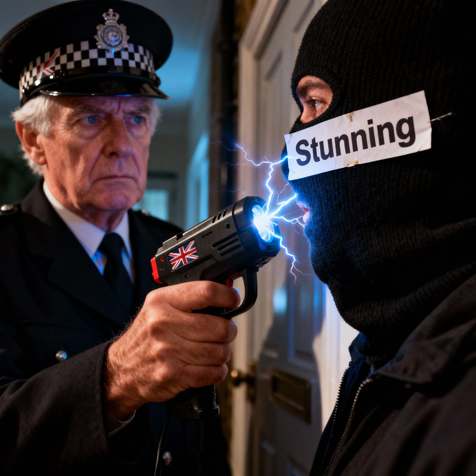Burglar Confronted by British Police Officer with Stun Gun