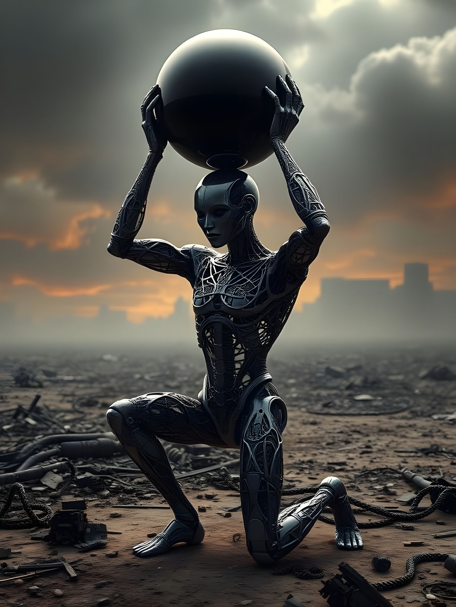 Ai Atlas holding up his world.