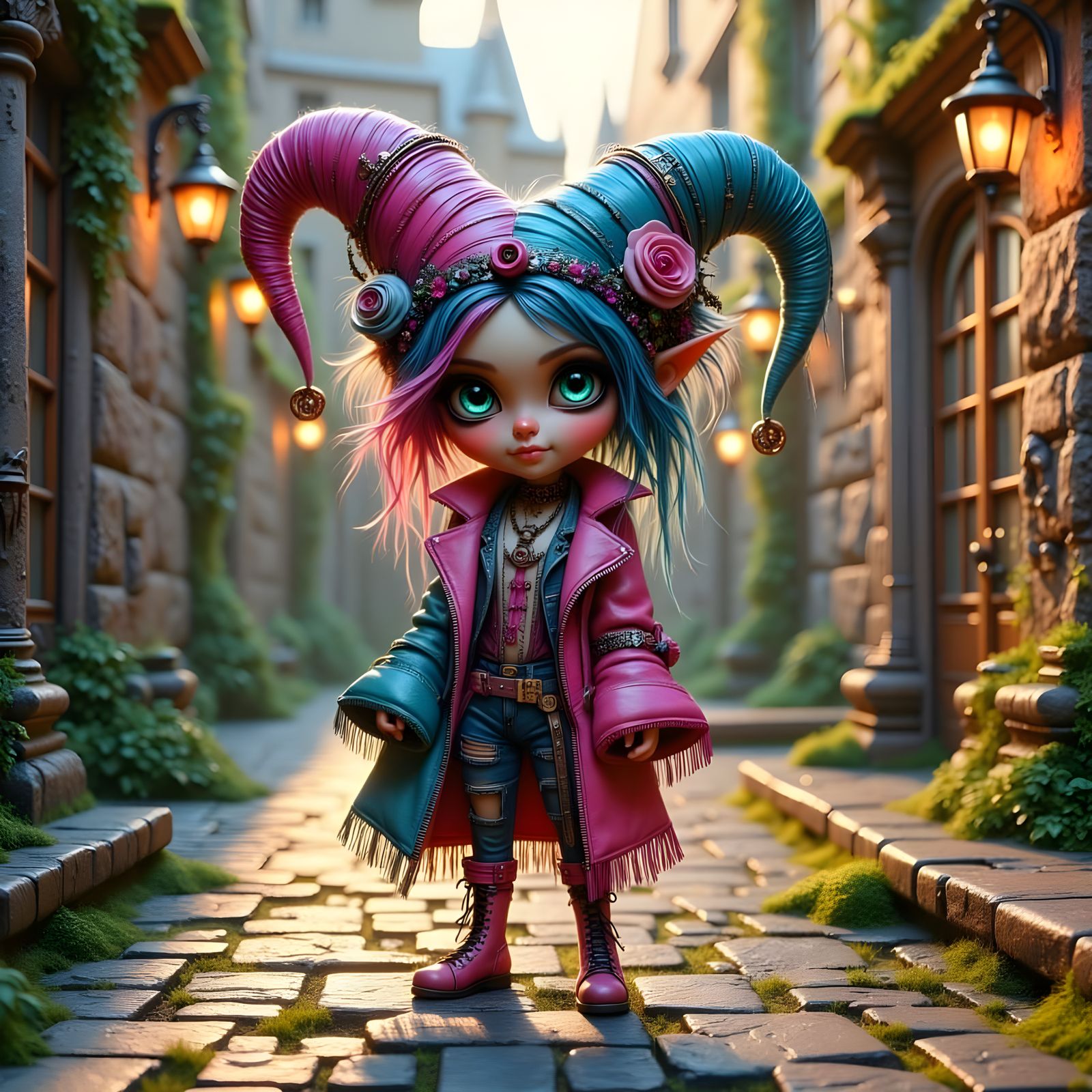 Chibi Punky Girl in Bohemian Whimsy Style